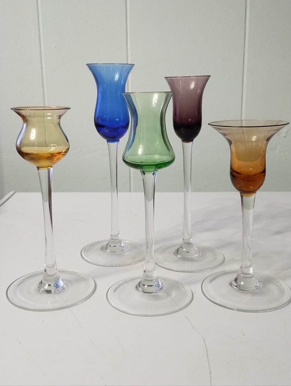 Vintage Lenox Color Gem Cordial/Candle Holder 5 Glass Set